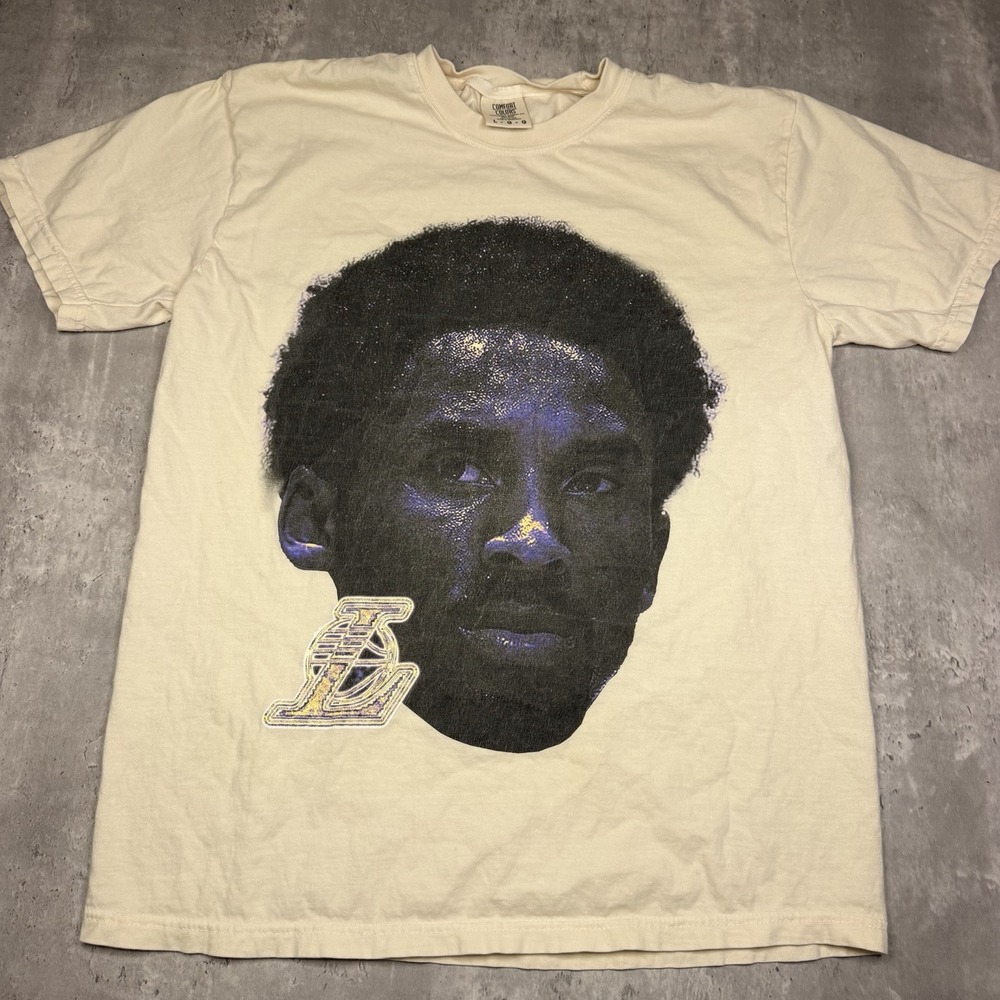 Kobe Bryant Big Head Rodman Style Shirt Los Angeles Lakers NBA Men’s L Ivory